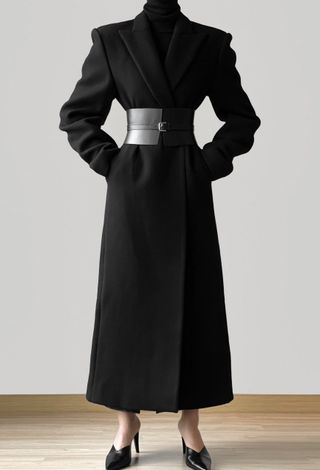 Marcela London + Althea Structured Maxi Coat Black