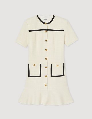 Sandro + Cropped Tweed Button-Up Dress