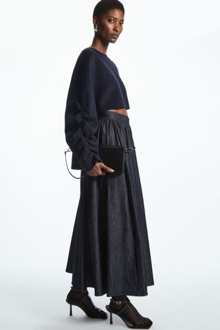 COS + Pleated Denim Midi Skirt