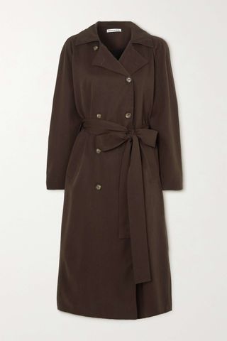 Reformation + Kensington Belted Double-Breasted Tencel Lyocell-Twill Trench Coat