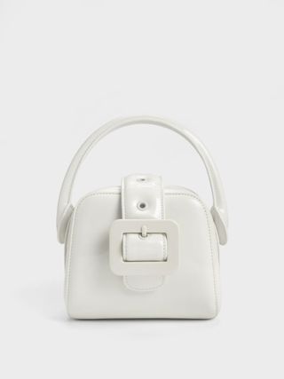 Charles 
Keith + Light Grey Lula Patent Belted Bag