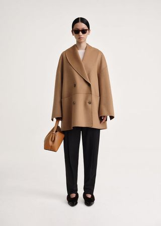 Toteme + Double-Breasted Wool Jacket Camel