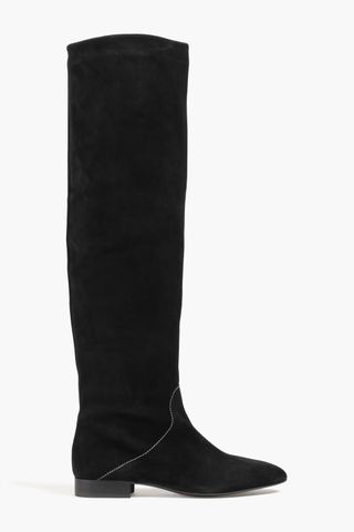 Claudie Pierlot + Amelia Topstitched Suede Knee Boots