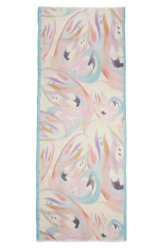 Etro + Watercolor Floral Silk Fringe Scarf