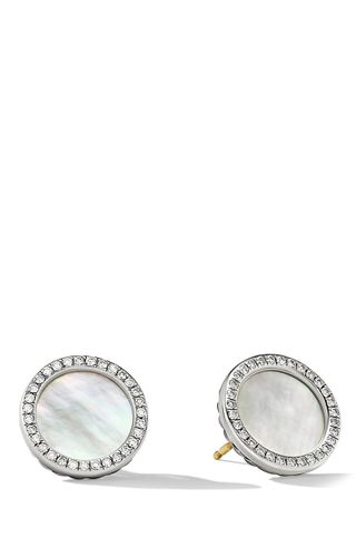 David Yurman + Dy Elements Button Earrings With Black Onyx and Pavé Diamonds