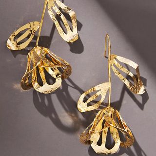 By Anthropologie + Gold Metal Flower Earrings