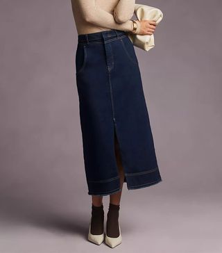 Pilcro + Front-Slit Denim Skirt