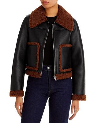 ALC + Archer Vegan Leather Fleece Trim Jacket