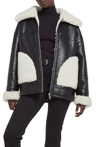 Apparis + Catalina Faux Leather & Shearling Bomber Jacket