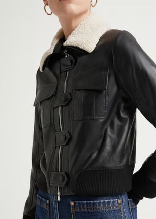 G. Label by Goop + Typhaine Sherpa-Collar Leather Jacket