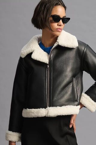 Bella Dahl + Sherpa-Lined Faux Leather Jacket
