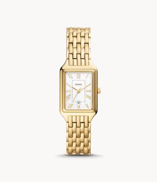 Fossil + Raquel Three-Hand Date Gold-Tone Stainless Steel Watch