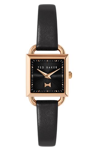 Ted Baker + Taliah Bow Leather Strap Watch 24mm
