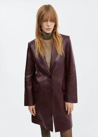 Mango + Leather Coat With Lapels - Women | Mango Usa