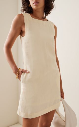 Posse + Exclusive Emma Linen-Blend Mini Shift Dress