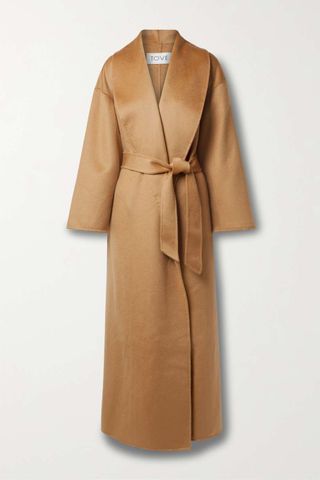 Tove + Jore Belted Hammered Wool-Blend Felt Coat