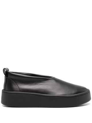 Jil Sander + Round-Toe Leather Loafers