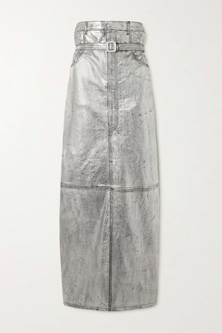 Acne Studios + Metallic Belted Leather Maxi Skirt