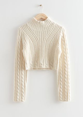 & Other Stories + Cropped Cable Knit Sweater