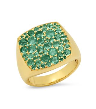 Eriness + Emerald Cushion Signet Ring