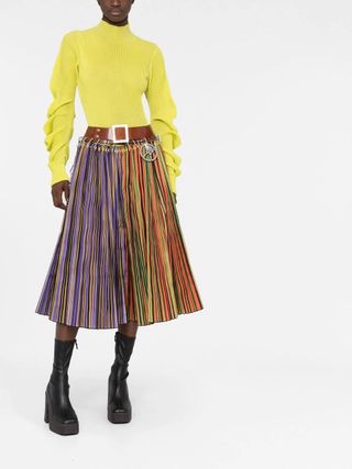 Chopova Lowena + Belted Pleated Midi Skirt