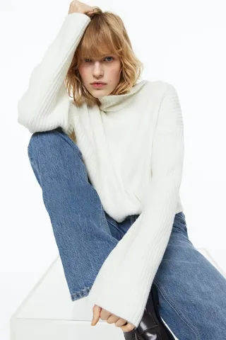 H&M + Ribbed Mock Turtleneck Sweater