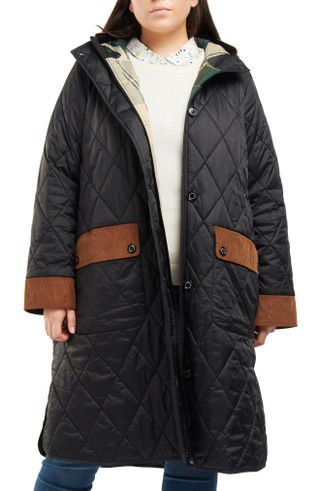 Barbour + Mickley Quilted Hooded Longline Jacket