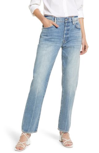 Frame + Le Slouch Distressed High Waist Straight Leg Jeans