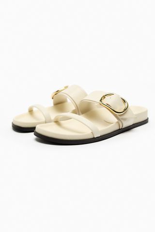 Zara + Low Heeled Sandals with Buckle