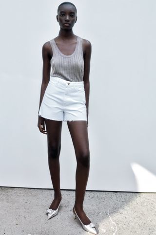 Zara + High Rise Denim Shorts