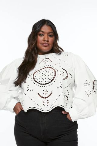 H&M + Eyelet Embroidered Blouse