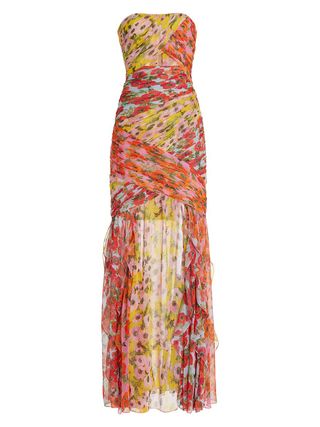 Carolina Herrera + Cutout Chiffon Midi Dress