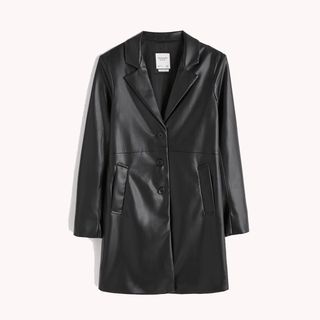 Abercrombie & Fitch + Long-Length Vegan Leather Coat