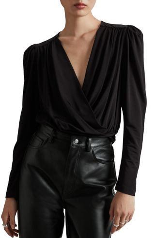 & Other Stories + Surplice Neck Long Sleeve Top