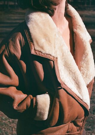 Lucia Zolea + Vintage Leather Shearling Collared Jacket