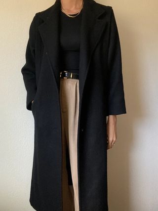 Vintage + Black Oversized Duster Coat