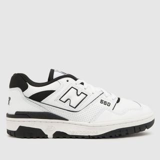New Balance + 550 Trainers in White & Black