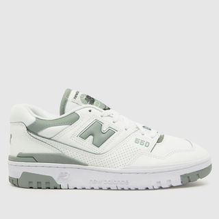 New Balance + 550 Trainers in White & Green