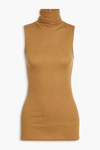 Enza Costa + Ribbed Tencel-Blend Jersey Turtleneck Top