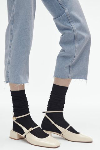 Zara + Block Heel Slingback Shoes