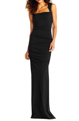 Adrianna Papell + Square Neck Ruched Gown