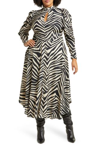 11 Honoré + Leela Zebra Print Long Sleeve Dress