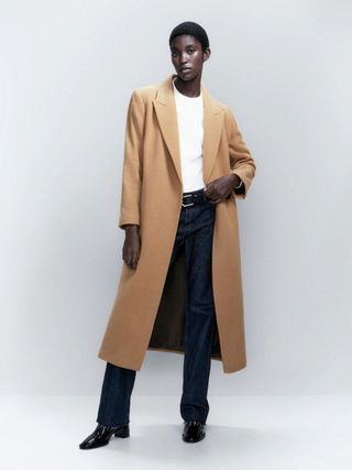 Massimo Dutti + Long Wool Blend Robe Coat