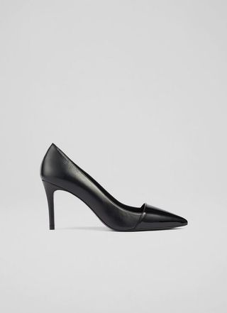 Lk Bennett + Emberlynn Black Leather and Patent Pointed Toe Courts