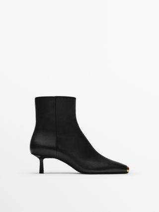 Massimo Dutti + Leather Ankle Boots With Metal Toe