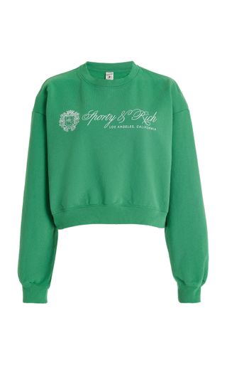 Sporty & Rich + Regal Cotton Cropped Sweatshirt