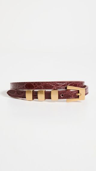 BY FAR + Vic Wine Circular Croco Embossed Leather Belt