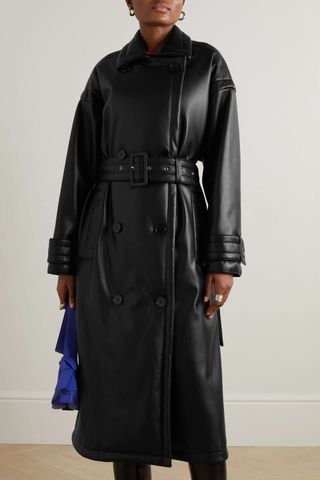 Stand Studio + Emily Belted Padded Faux Leather Trench Coat