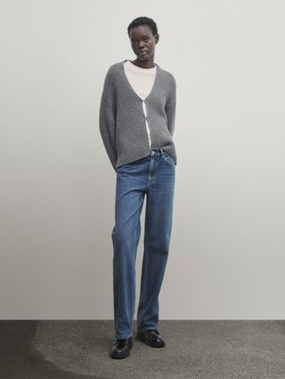 Massimo Dutti + Mid-Rise Straight-Fit Full Length Jeans