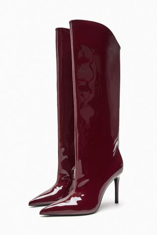 Zara + Knee-High Heeled Boots
